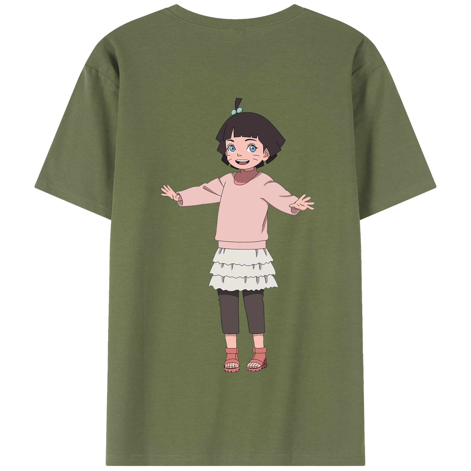 （画像用） NARUTO -ナルト- うずまき ヒマワリ Uzumaki Himawari 綿100％半袖Tシャツ（背面プリント）